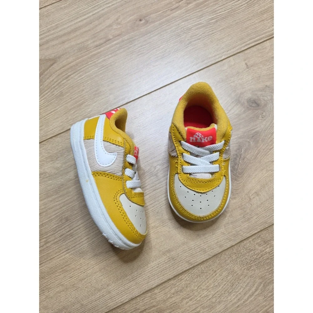 Nike Air Force 1 Crib Baby Shoes Sneakers Size 4C Yellow Ochre Mushroom